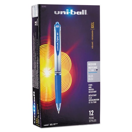 Vertex UBC 0.7 mm Blue Ink, Blue & Metallic Barrel Signo Retractable Gel Pen - 1 Dozen VE3744677